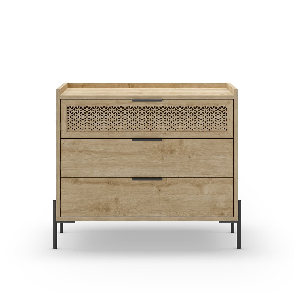 Commode 3 tiroirs et pieds en métal Inca - L90 cm - Panneaux de particules - Calicosy