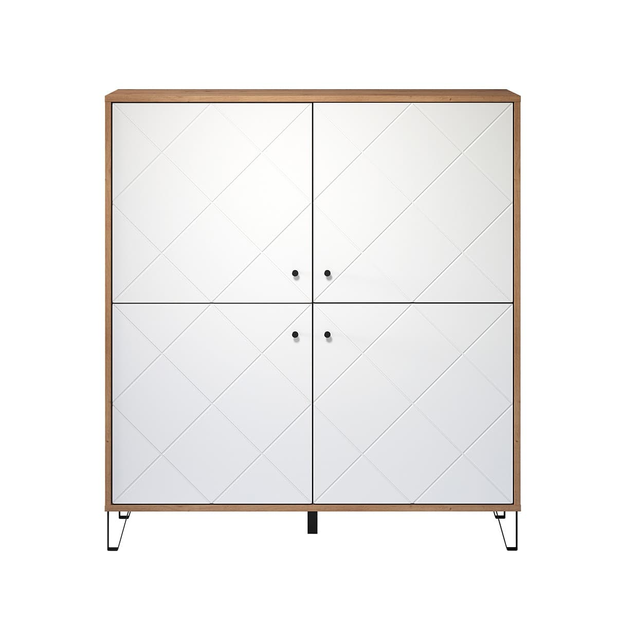 Buffet haut 4 portes blanc mat L123 cm - TOUCH - Panneaux de particules - Calicosy