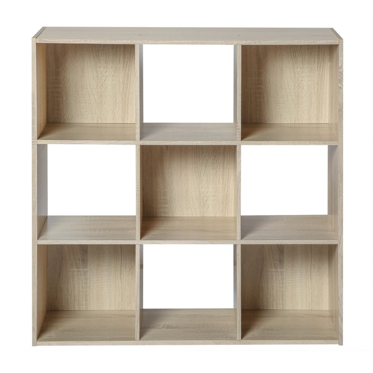 Etagère de rangement 9 cases - Couleur : Bois clair - Panneaux de particules - Calicosy