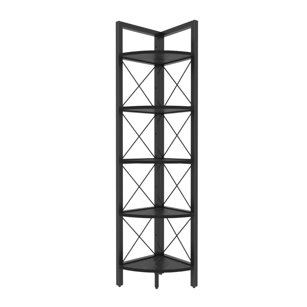 Etagère d'angle 5 tablettes noir H160 cm - Remo - Panneaux de particules - Calicosy