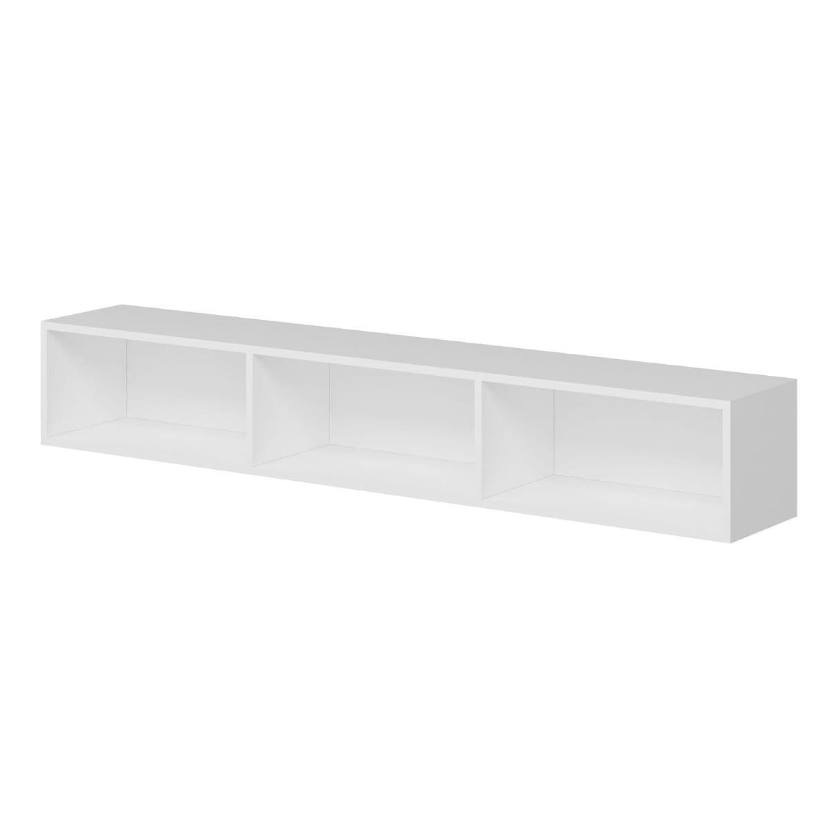Meuble TV suspendu 3 portes blanc L180 cm - Rigel - Panneaux de particules - Calicosy