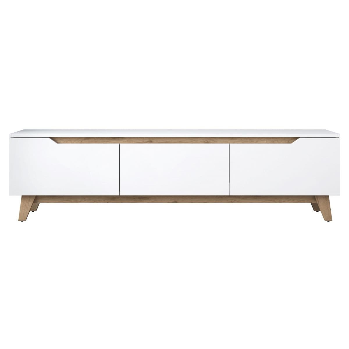 Meuble TV 3 portes blanc - L180 cm - Panneaux de particules - Calicosy
