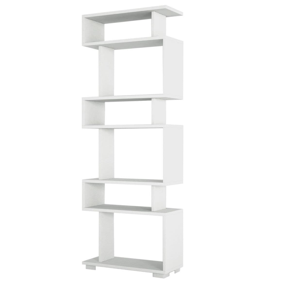Etagère 6 tablettes H165 cm - BLOK - Couleur : Blanc - Panneaux de particules - Calicosy