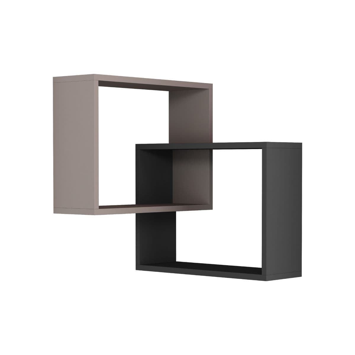Etagère murale d'angle 2 étagères H68 cm - Ring - Couleur : Taupe - Panneaux de particules - Calicosy