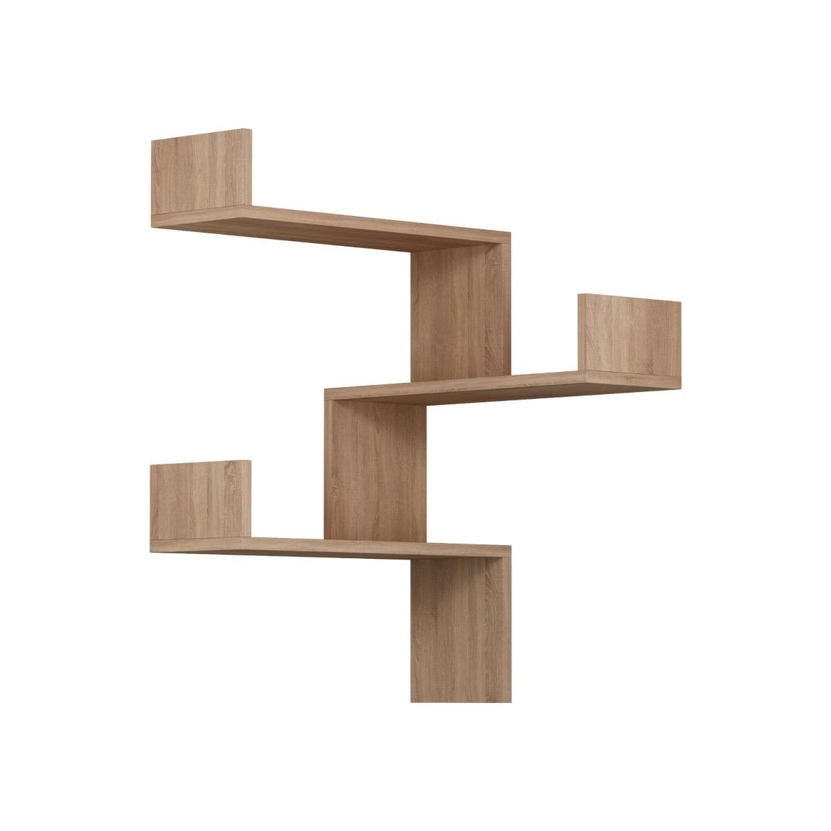 Etagère murale d'angle 3 étagères H90 cm - Luska - Couleur : Chêne - Panneaux de particules - Calicosy