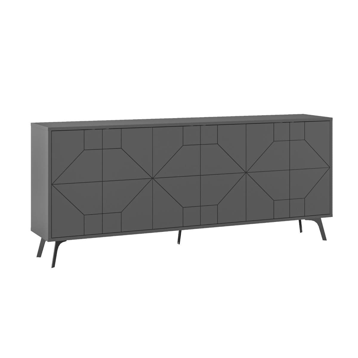 Buffet 6 portes anthracite L184 cm - Dune - Panneaux de particules - Calicosy