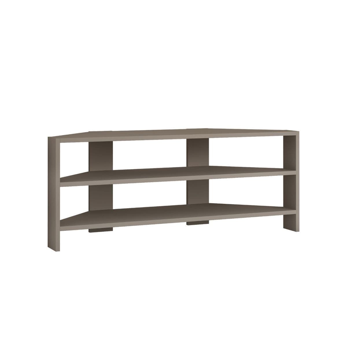 Meuble TV d'angle 3 étagères L114 cm - Thales - Couleur : Taupe - Panneaux de particules - Calicosy