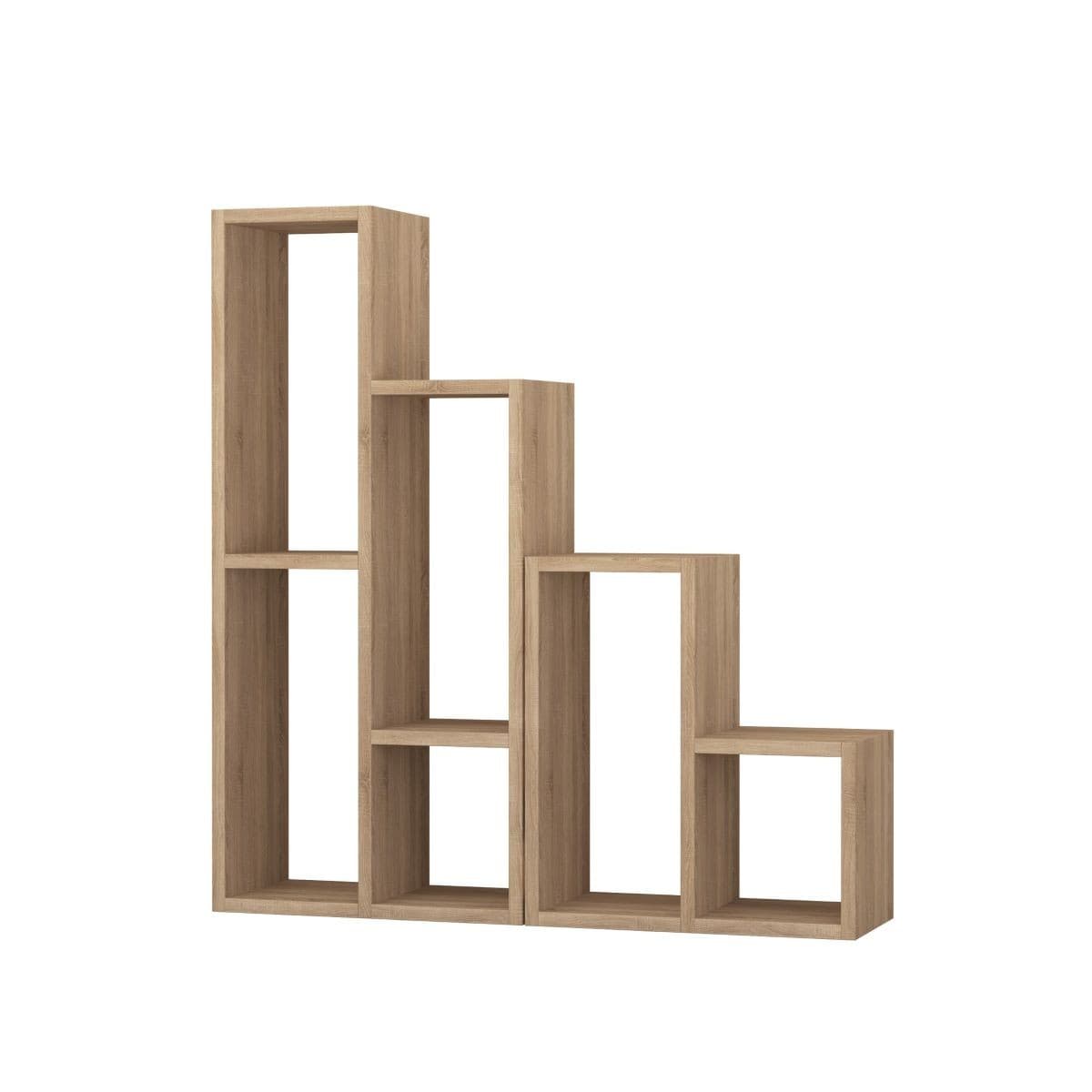 Etagère 10 tablettes H89 cm - Sule - Couleur : Chêne - Panneaux de particules - Calicosy