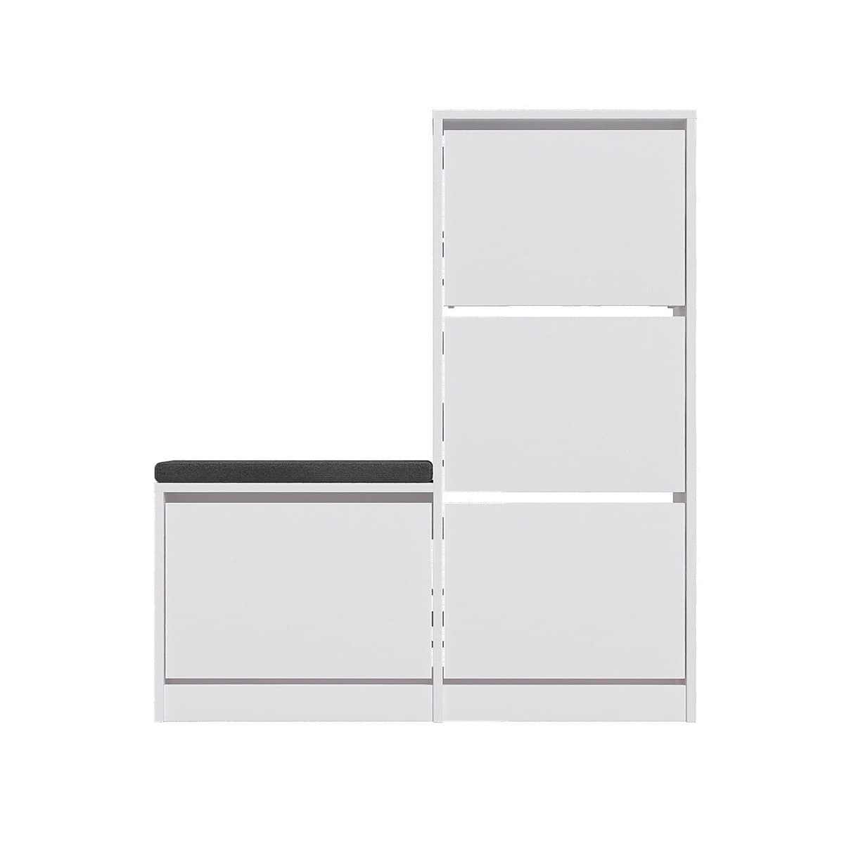 Meuble à chaussures 4 portes L105 cm - Dude - Couleur : Blanc - Panneaux de particules - Calicosy