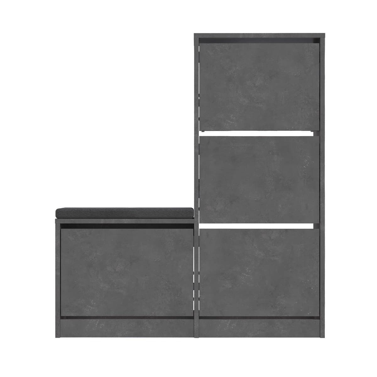 Meuble à chaussures 4 portes L105 cm - Dude - Couleur : Gris béton - Panneaux de particules - Calicosy