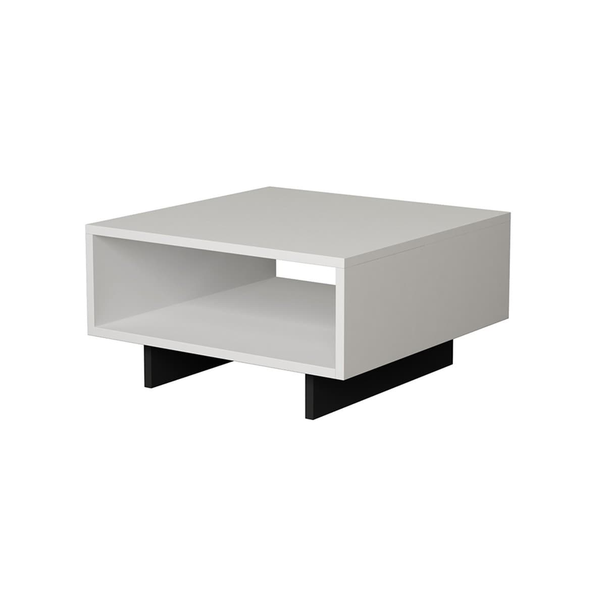 Table basse 1 étagère L60 cm - Hola - Couleur : Blanc - Panneaux de particules - Calicosy