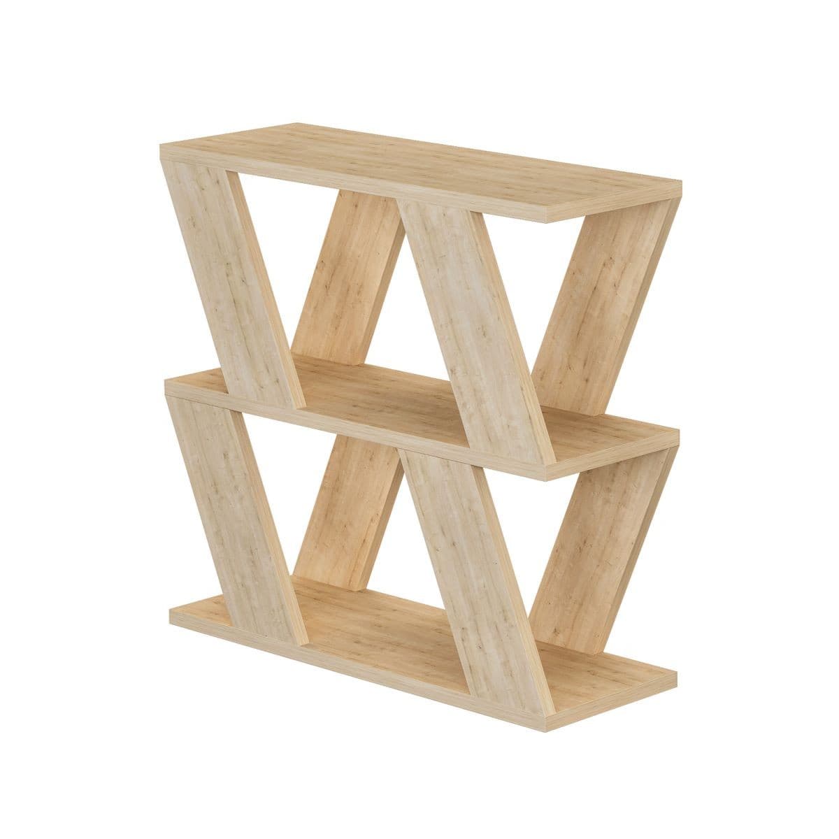 Bout de canapé 3 tablettes L60 cm - Lazena - Couleur : Chêne - Panneaux de particules - Calicosy