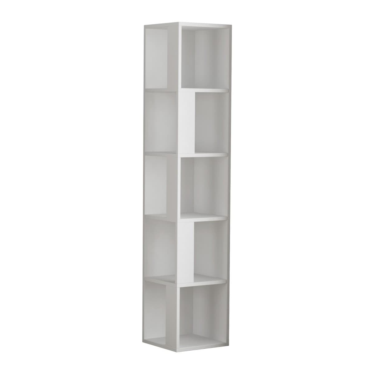 Etagère d'angle 5 tablettes blanc H161 cm - Piano - Panneaux de particules - Calicosy
