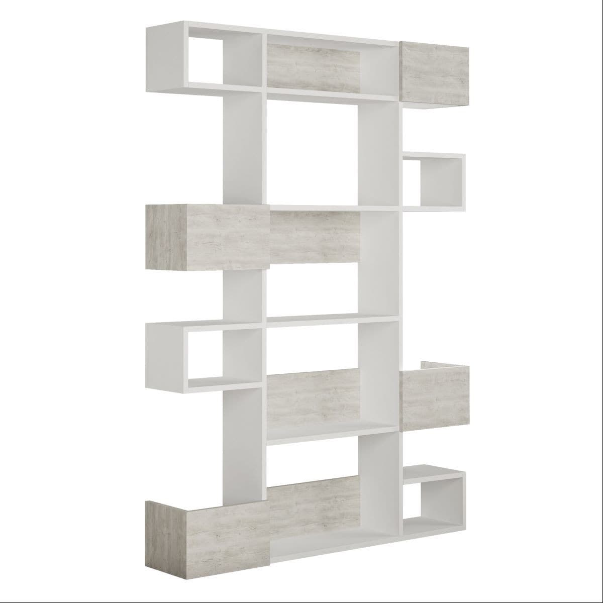 Etagère 9 tablettes L120 cm - NIHO - Couleur : Blanc - Panneaux de particules - Calicosy