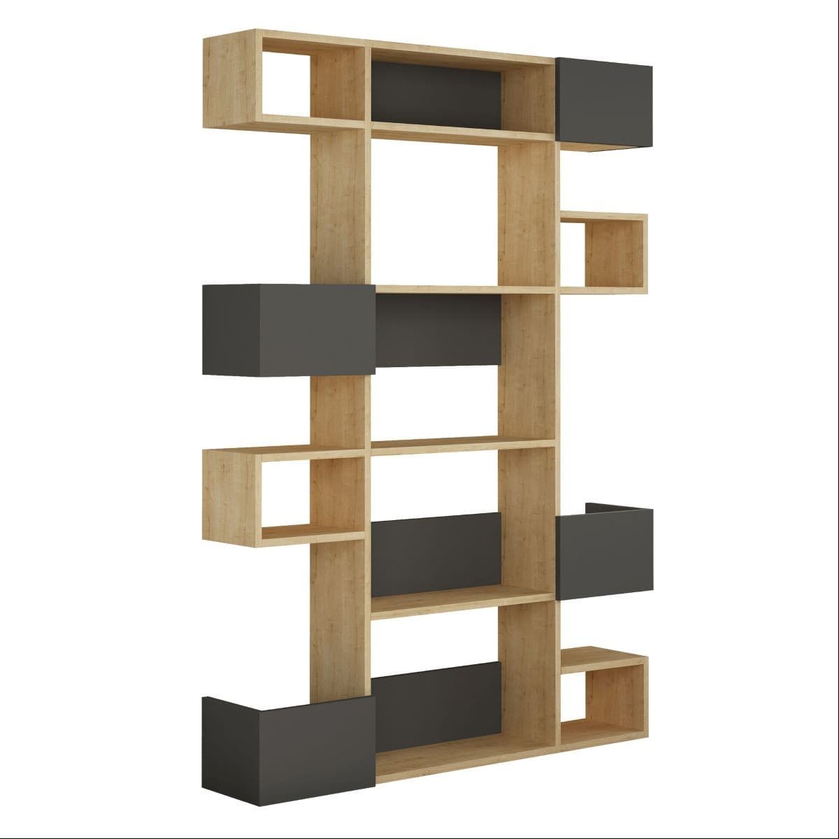 Etagère 9 tablettes L120 cm - NIHO - Couleur : Gris anthracite - Panneaux de particules - Calicosy