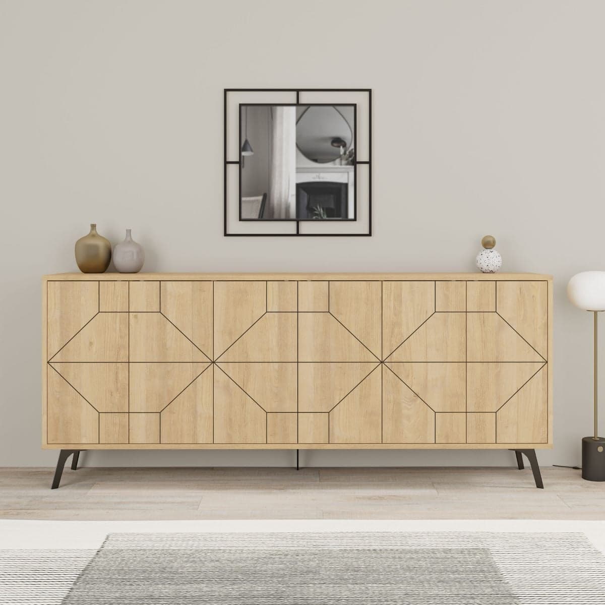 Buffet avec 6 portes décorées L184 cm - Dune - Calicosy