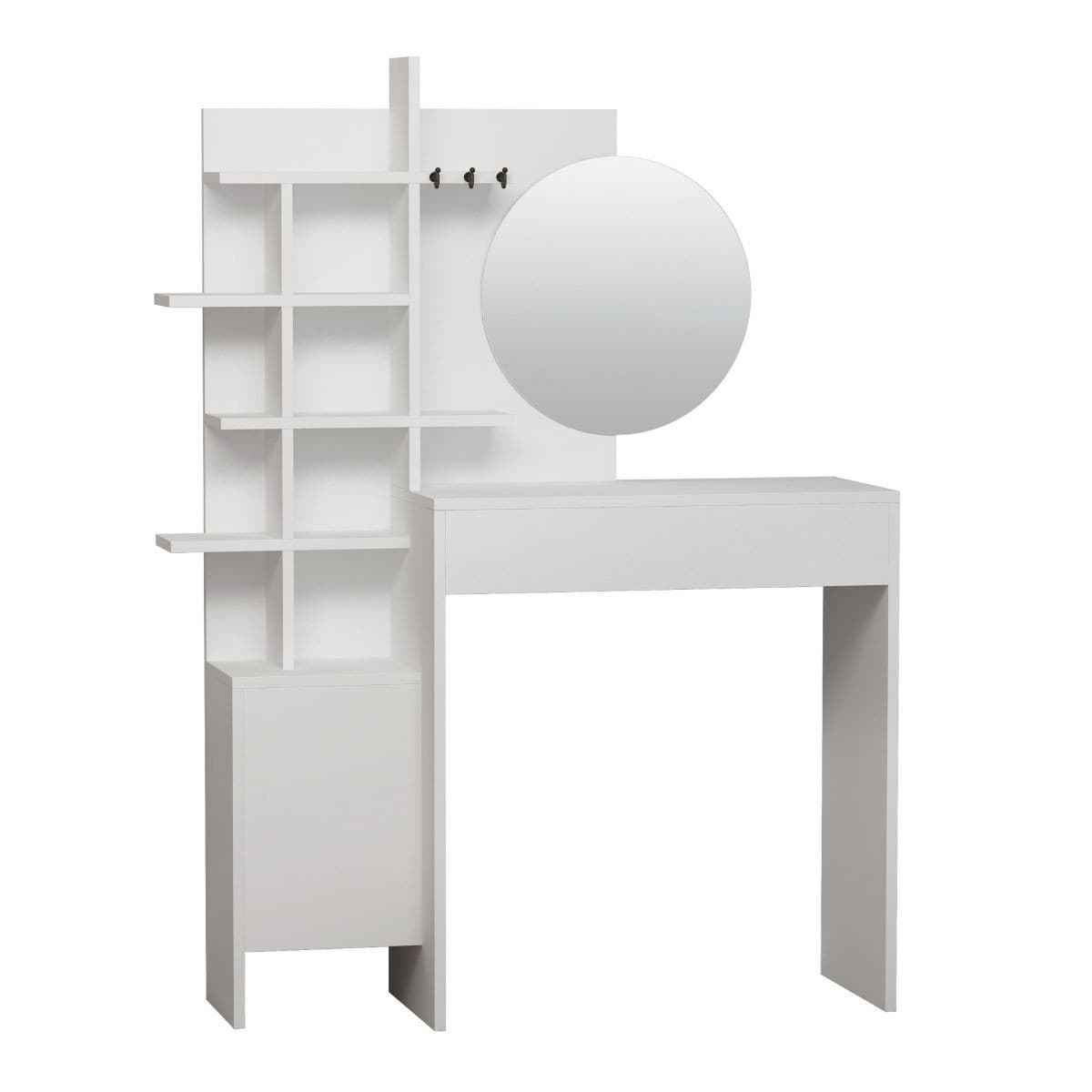 Coiffeuse 10 étagères 1 porte H151 cm - MUP - Couleur : Blanc - Panneaux de particules - Calicosy