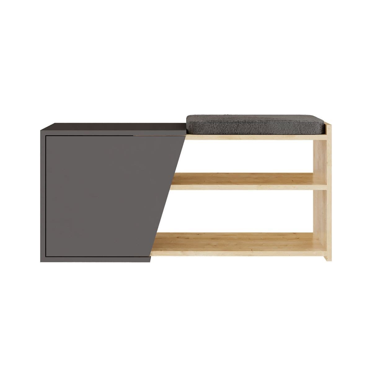 Banc à chaussures 1 porte L104 cm - Fiona - Couleur : Gris anthracite - Panneaux de particules - Calicosy