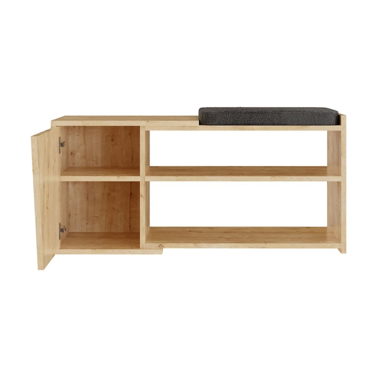 Banc à chaussures 1 porte L104 cm - Fiona - Couleur : Chêne - Panneaux de particules - Calicosy