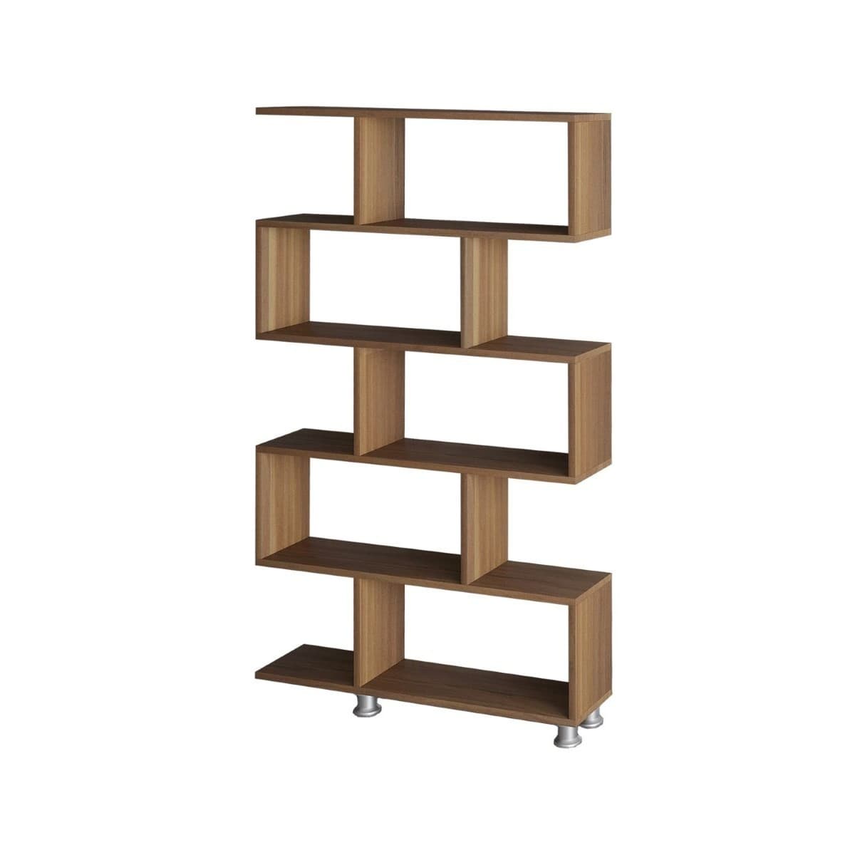 Etagère 5 tablettes déco noyer H156 cm - Nilüfer - Panneaux de particules - Calicosy