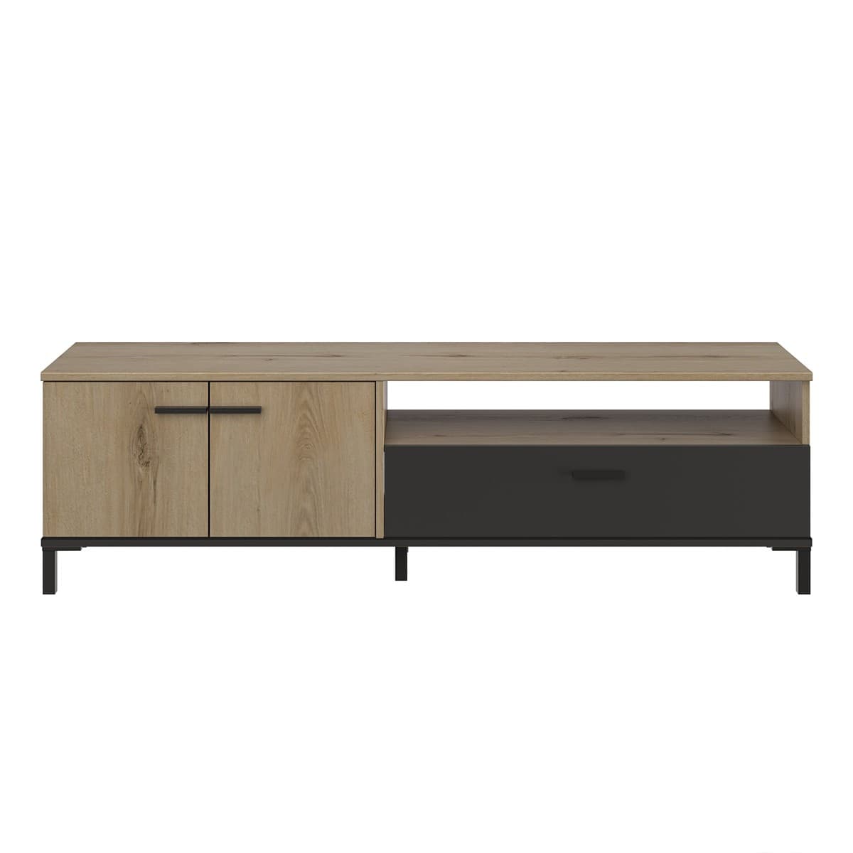 Meuble TV 2 portes 1 tiroir L160 cm - TRUST - Panneaux de particules - Calicosy