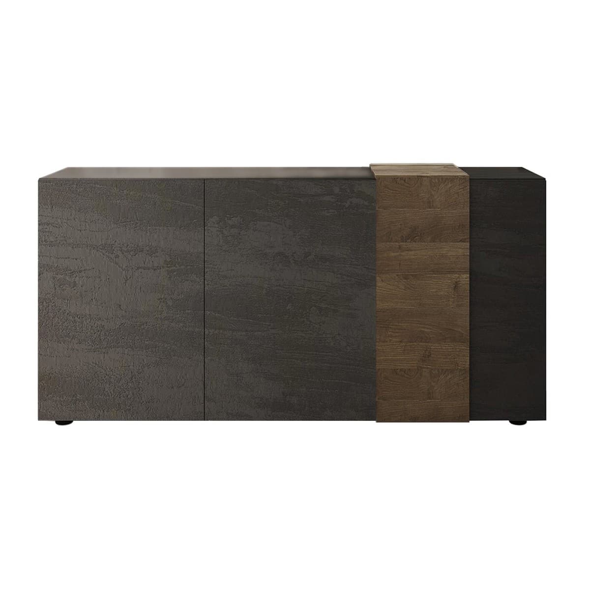 Buffet 3 portes Pluton - L181 cm - Couleur : Bois foncé - Panneaux de particules - Calicosy