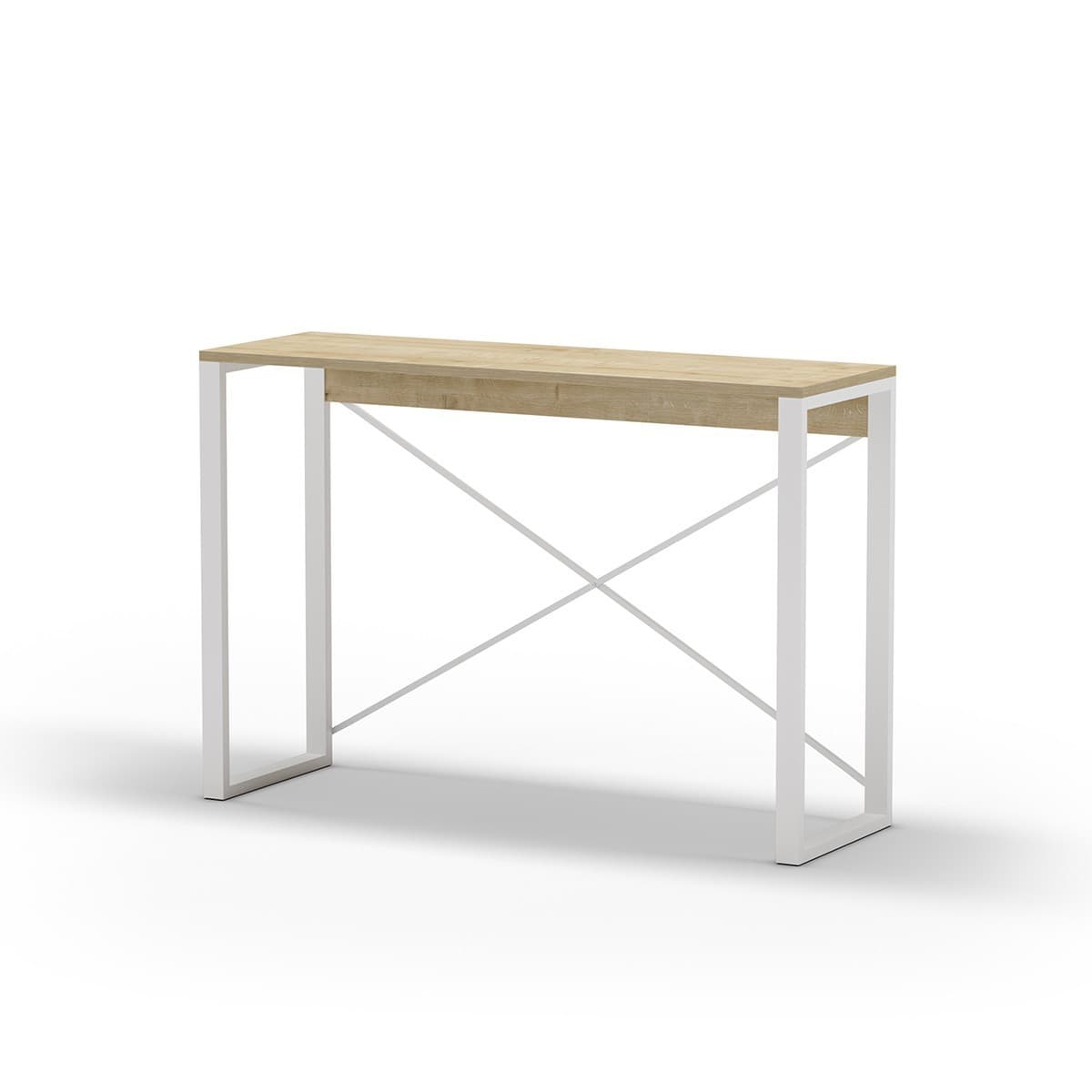 Console 110 cm - ARCHIE - Couleur : Chêne artisan / blanc - Panneaux de particules - Calicosy