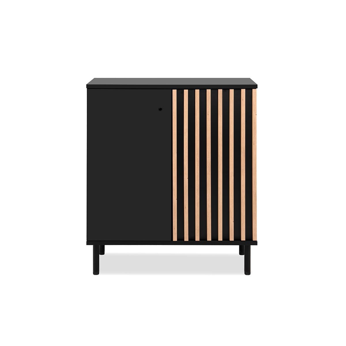 Buffet 2 Portes Noir et Bois L80 cm - MONZA - Panneaux de particules - Calicosy