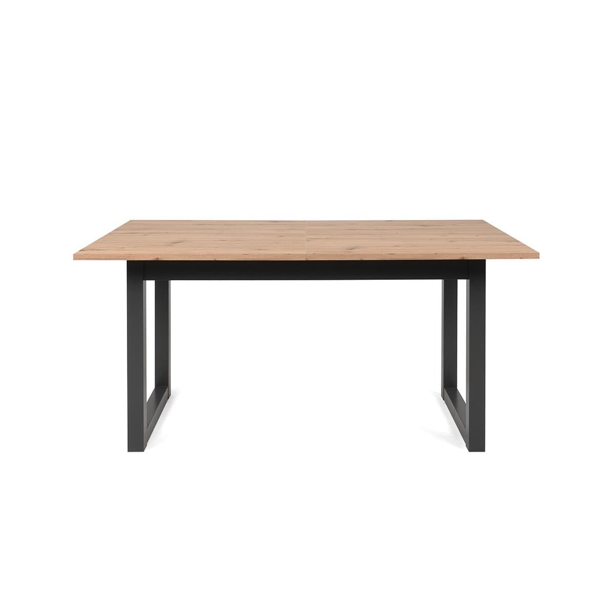 Table à manger extensible L160-200 cm - DENVER - Couleur : Blanc/chêne - Panneaux de particules - Calicosy