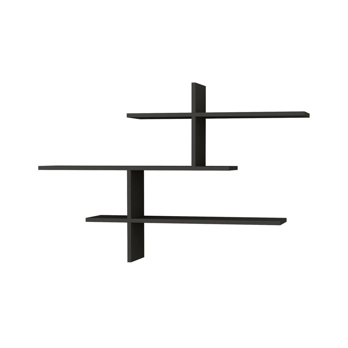 Etagère murale suspendue L123 cm - LEO - Couleur : Anthracite - Panneaux de particules - Calicosy