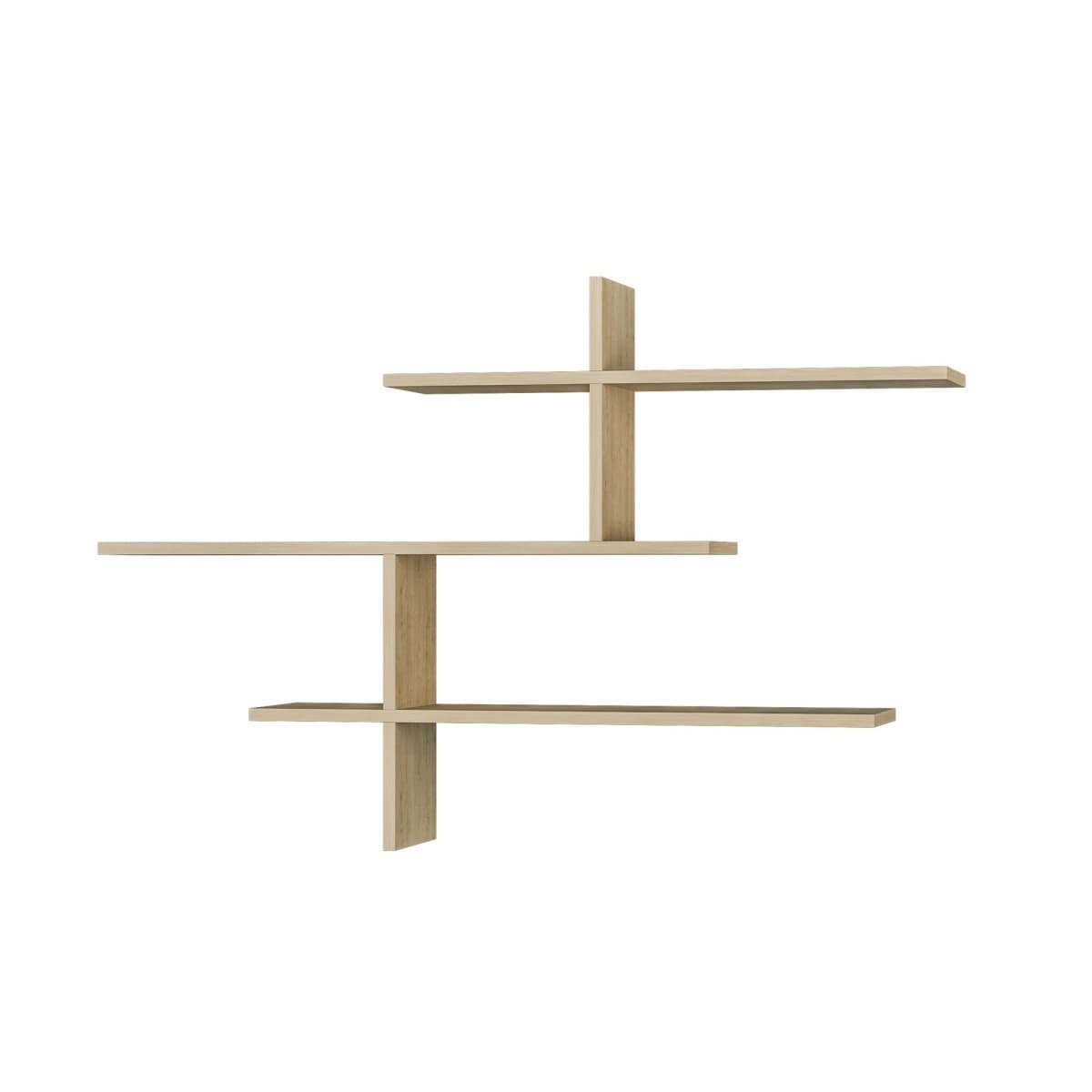 Etagère murale suspendue L123 cm - LEO - Couleur : Chêne - Panneaux de particules - Calicosy