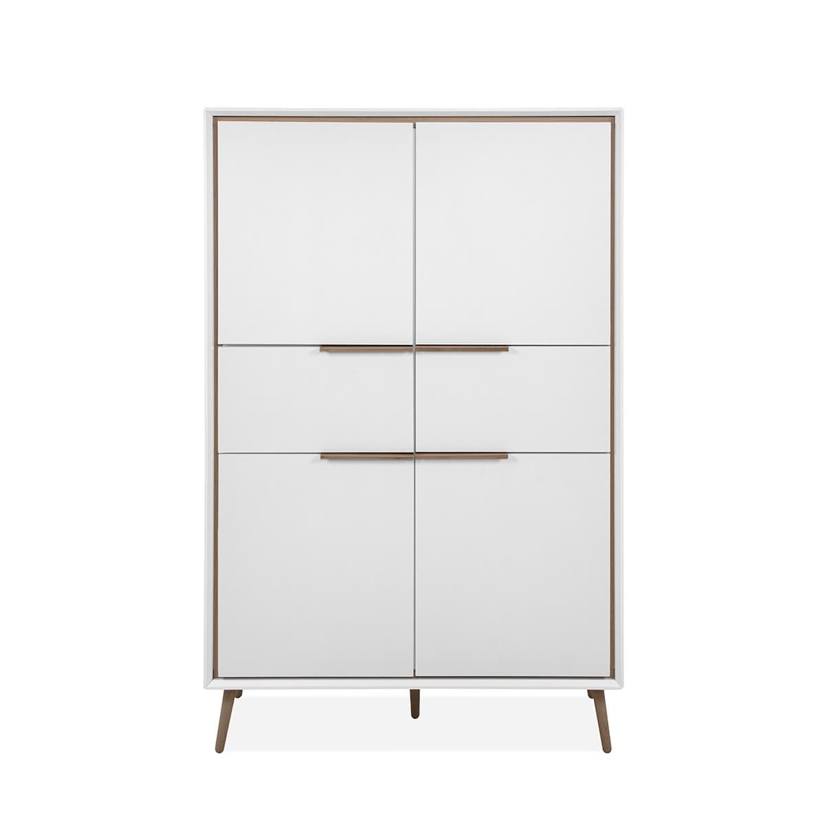 Buffet Haut 4 Portes et  2 Tiroirs H140 cm - ARONA - Couleur : Chêne artisan / blanc - MDF - Calicosy