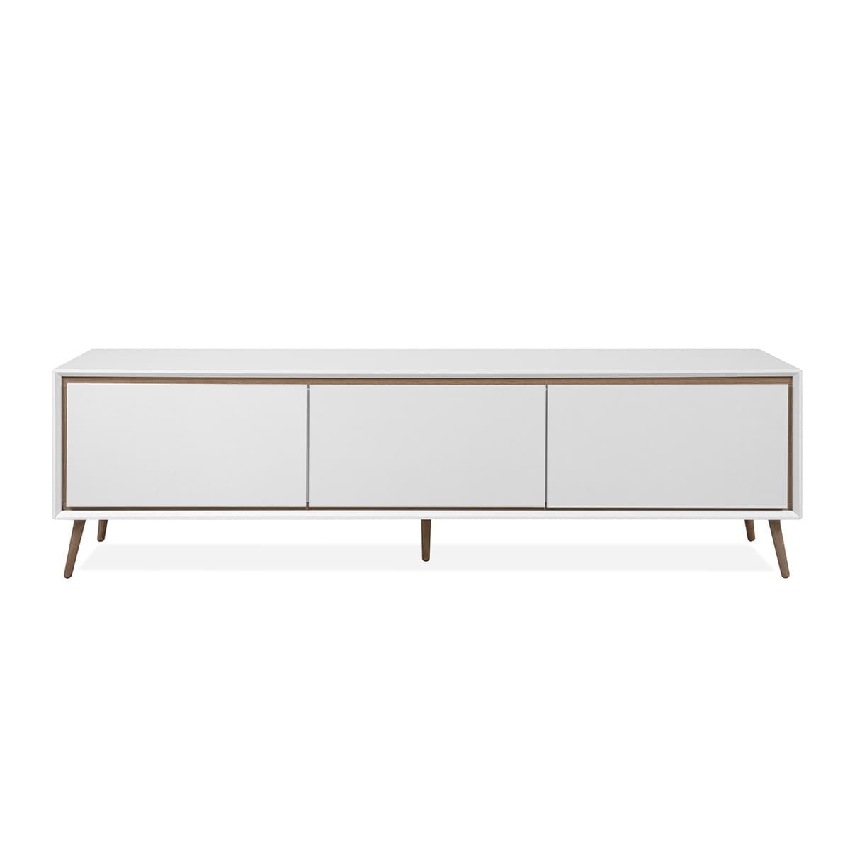 Meuble TV 3 Abattants L175 cm - ARONA - Couleur : Chêne artisan / blanc - MDF - Calicosy