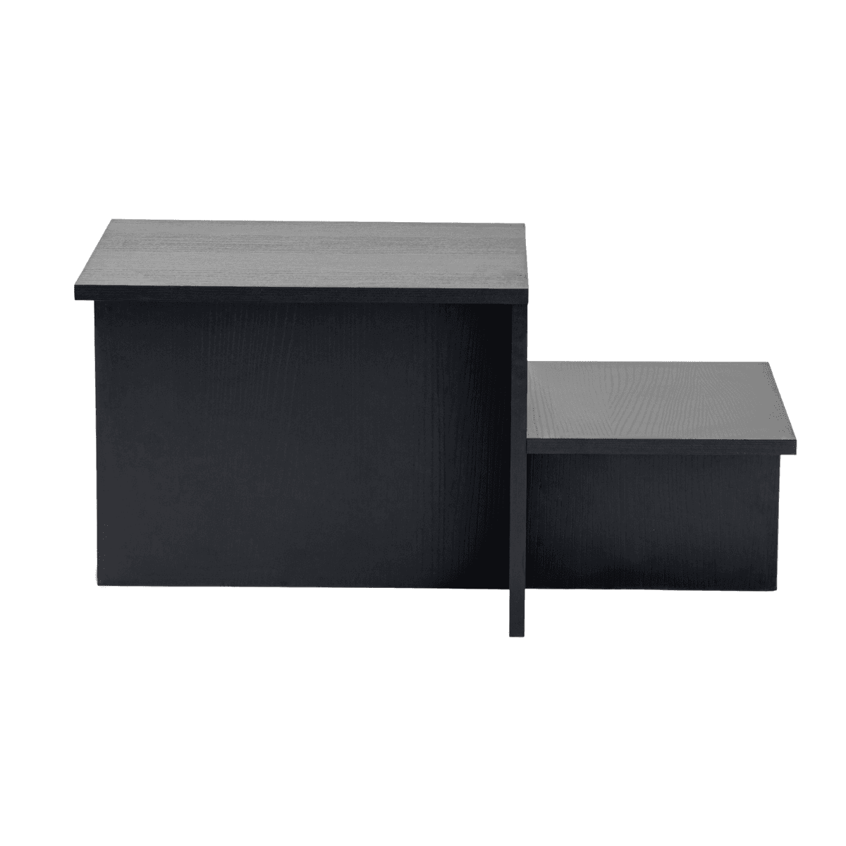 Table basse 2 niveaux L77 cm - HARMONY - Couleur : Bois noir - Panneaux de particules - Calicosy