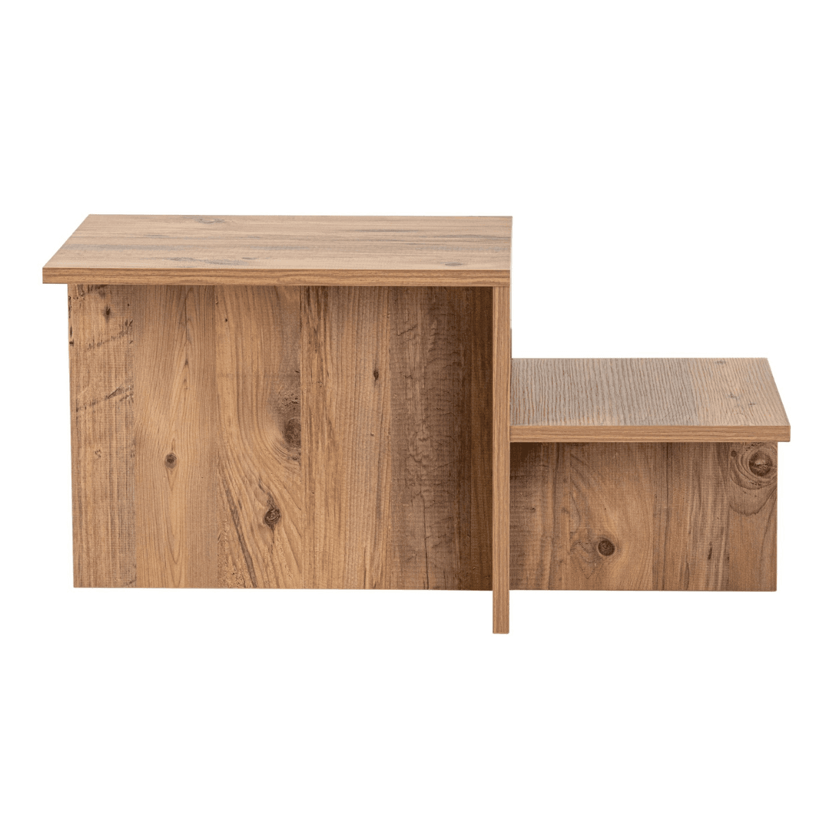 Table basse 2 niveaux L77 cm - HARMONY - Couleur : Pin atlantique - Panneaux de particules - Calicosy