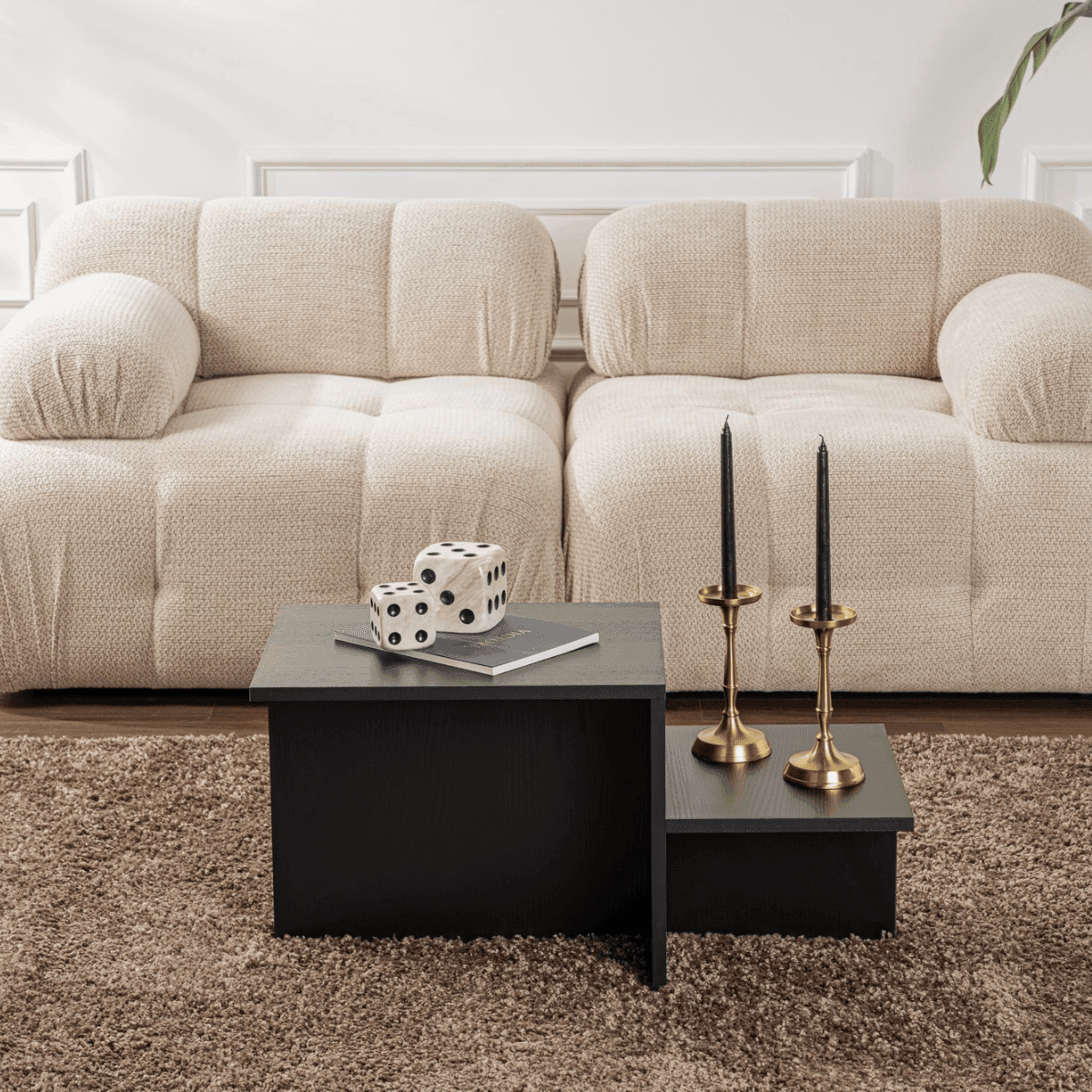 Table basse 2 niveaux L77 cm - HARMONY - Calicosy