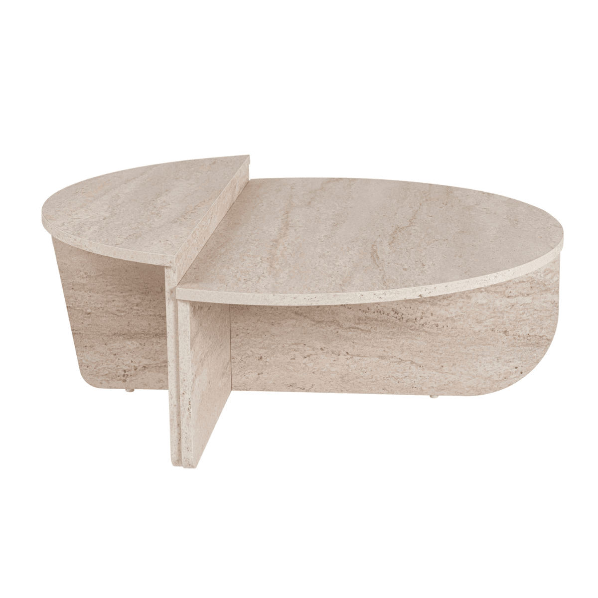 Lot de 2 tables basses L90 cm - ORION - Couleur : Travertin - Panneaux de particules - Calicosy