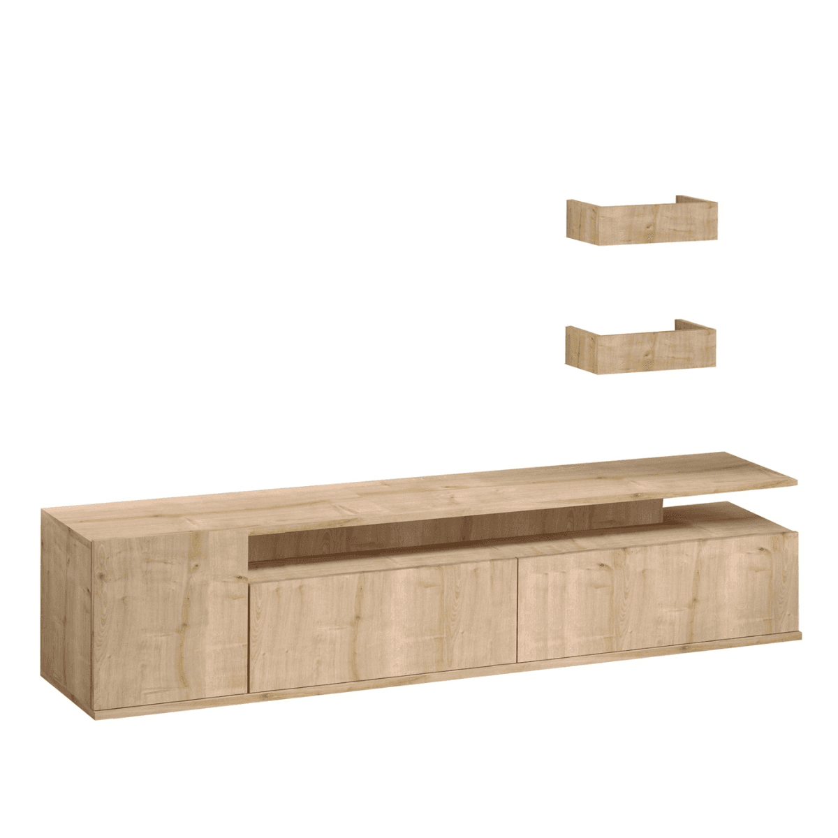 Meuble TV décor chêne L180 cm - ALIKA - Panneaux de particules - Calicosy