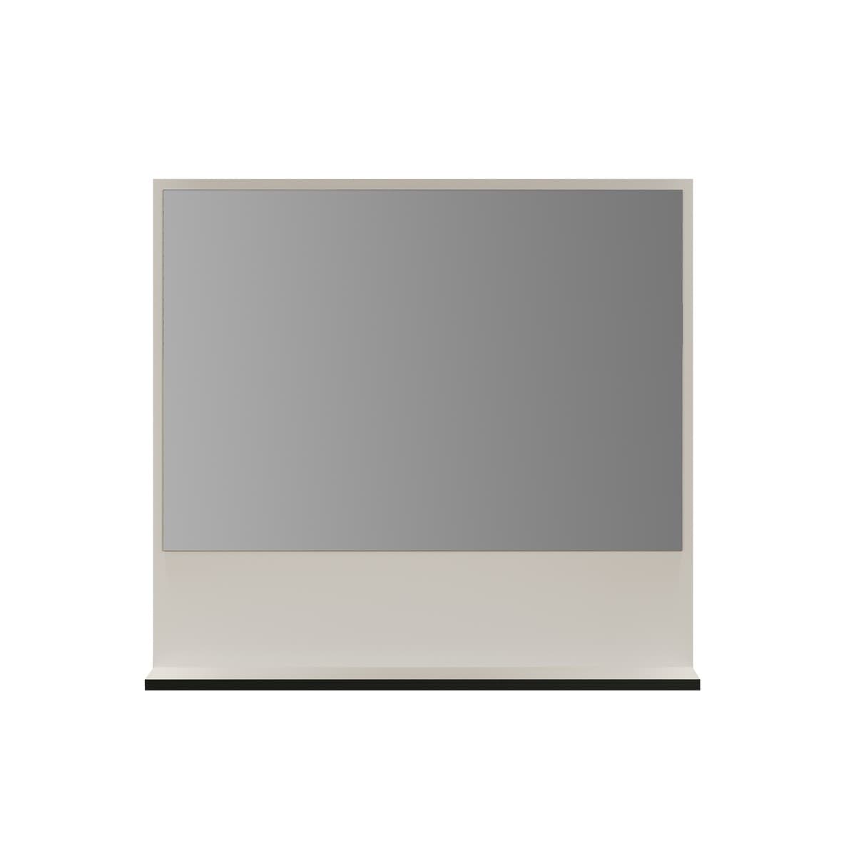 Miroir mural avec 1 tablette L80 cm - PUREBLISS - Couleur : Kashmir gris perle et noir mat - Panneaux de particules - Calicosy