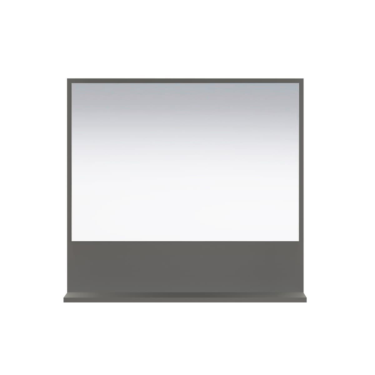 Miroir mural avec 1 tablette L80 cm - PUREBLISS - Couleur : Gris anthracite - Panneaux de particules - Calicosy