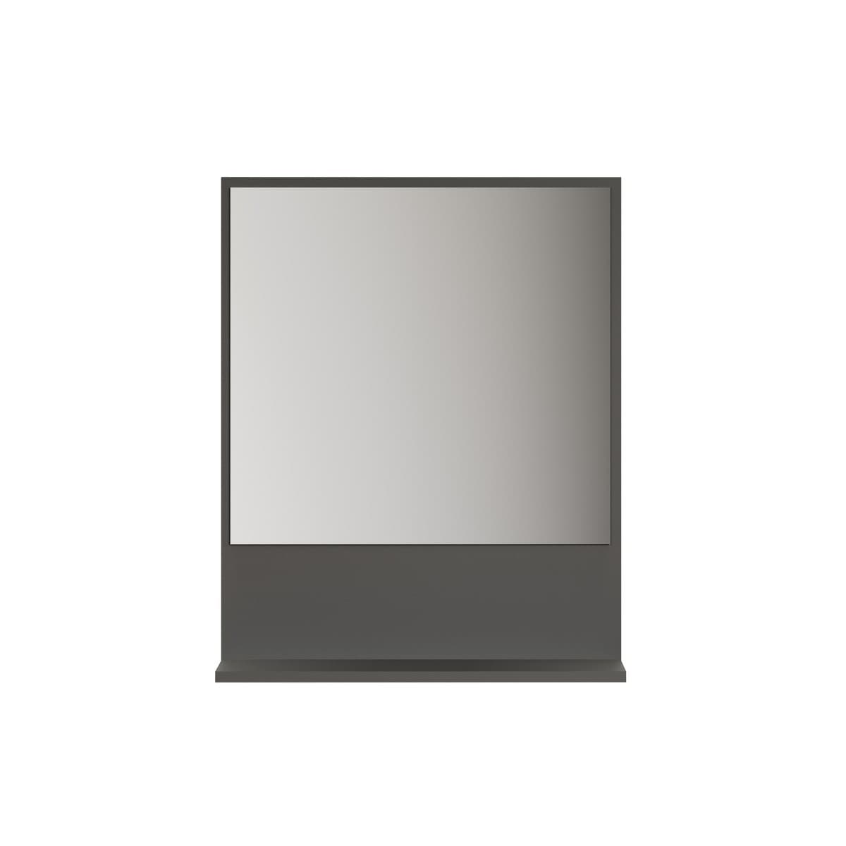 Miroir mural avec 1 tablette L60 cm - PUREBLISS - Couleur : Gris anthracite - Panneaux de particules - Calicosy