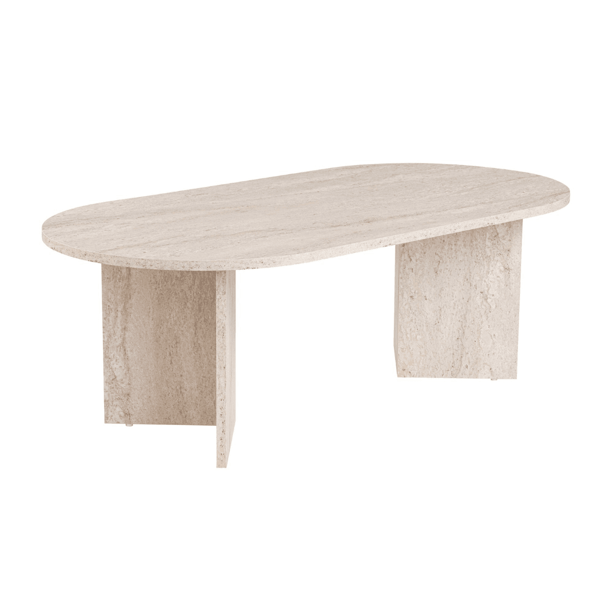 Table basse ovale L119 cm - IRIS - Couleur : Travertin - Panneaux de particules - Calicosy
