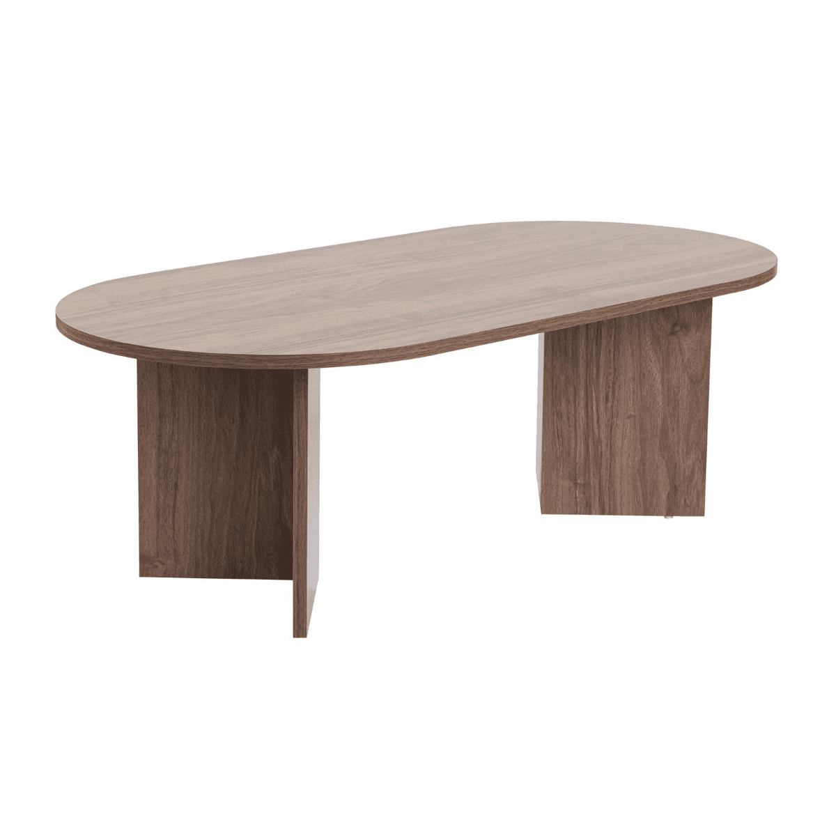 Table basse ovale L119 cm - IRIS - Couleur : Noyer - Panneaux de particules - Calicosy