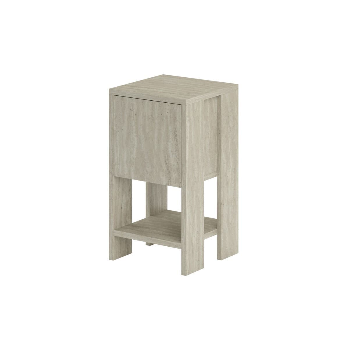 Table de chevet  1 porte rabattable H55 cm - EMA - Couleur : Travertin - Panneaux de particules - Calicosy