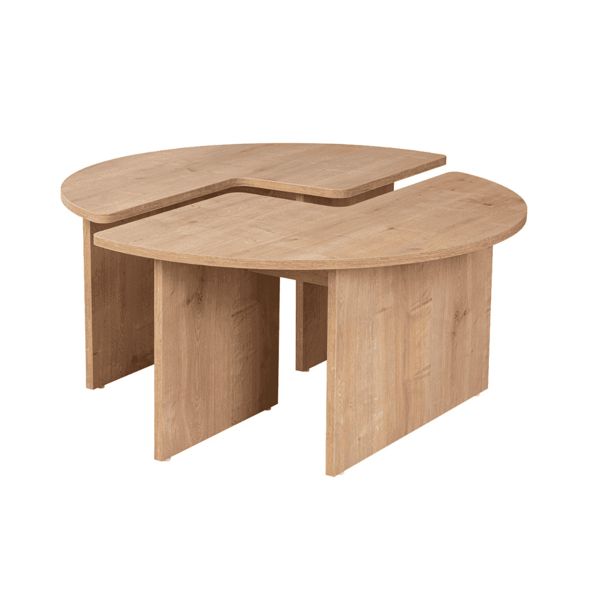 Lot de 2 tables basses L90 cm - MOIRA - Couleur : Chêne - Panneaux de particules - Calicosy