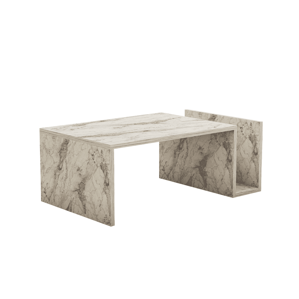 Table basse L86,8 cm - MEMO - Couleur : Marbre - Panneaux de particules - Calicosy
