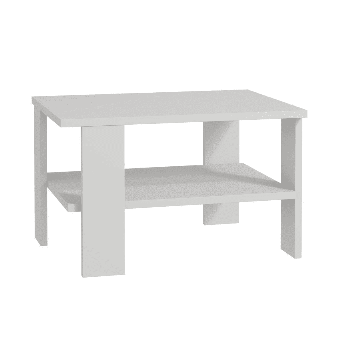 Table basse 1 étagère L60 cm - DUAMA - Couleur : Blanc - Panneaux de particules - Calicosy
