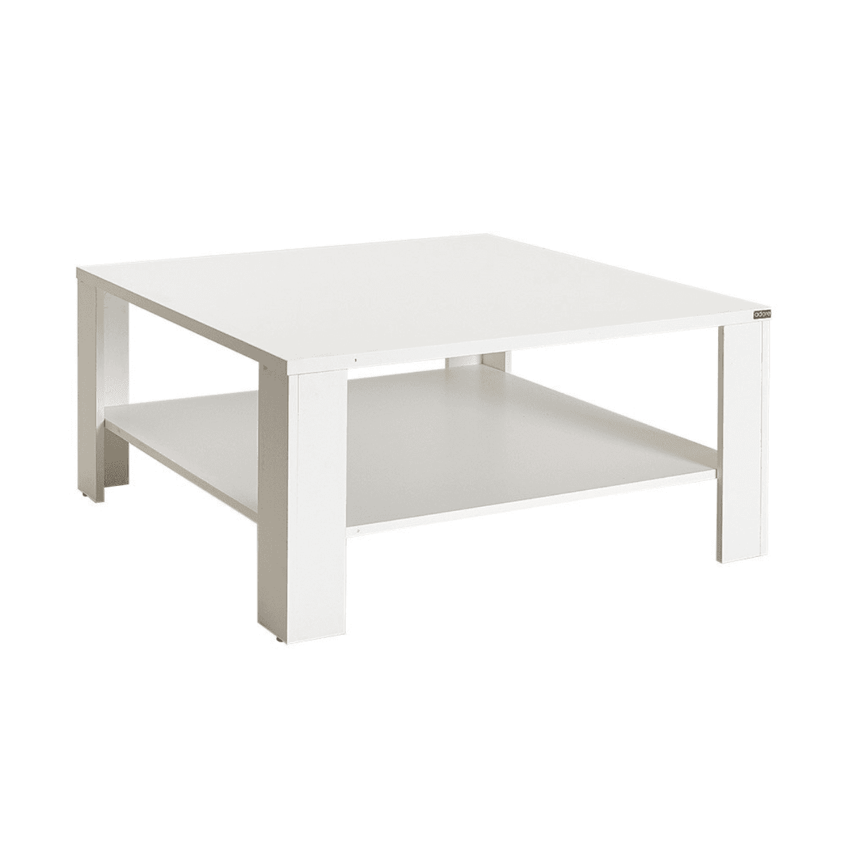 Table basse 1 étagère L90 cm - LENA - Couleur : Blanc - Panneaux de particules - Calicosy