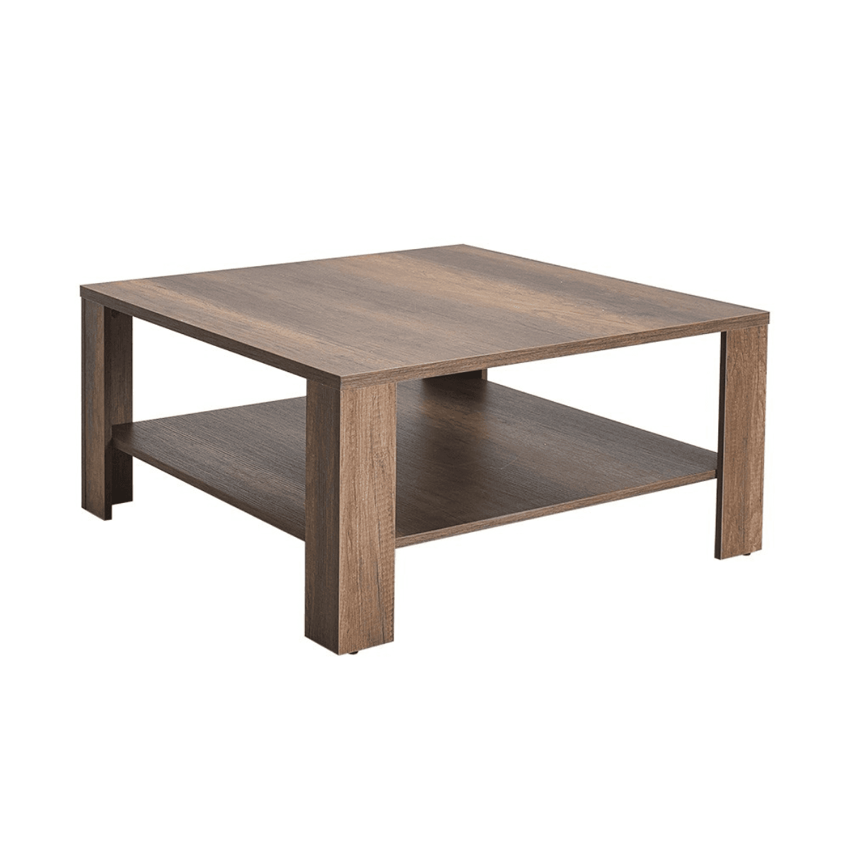 Table basse 1 étagère L90 cm - LENA - Couleur : Noyer - Panneaux de particules - Calicosy