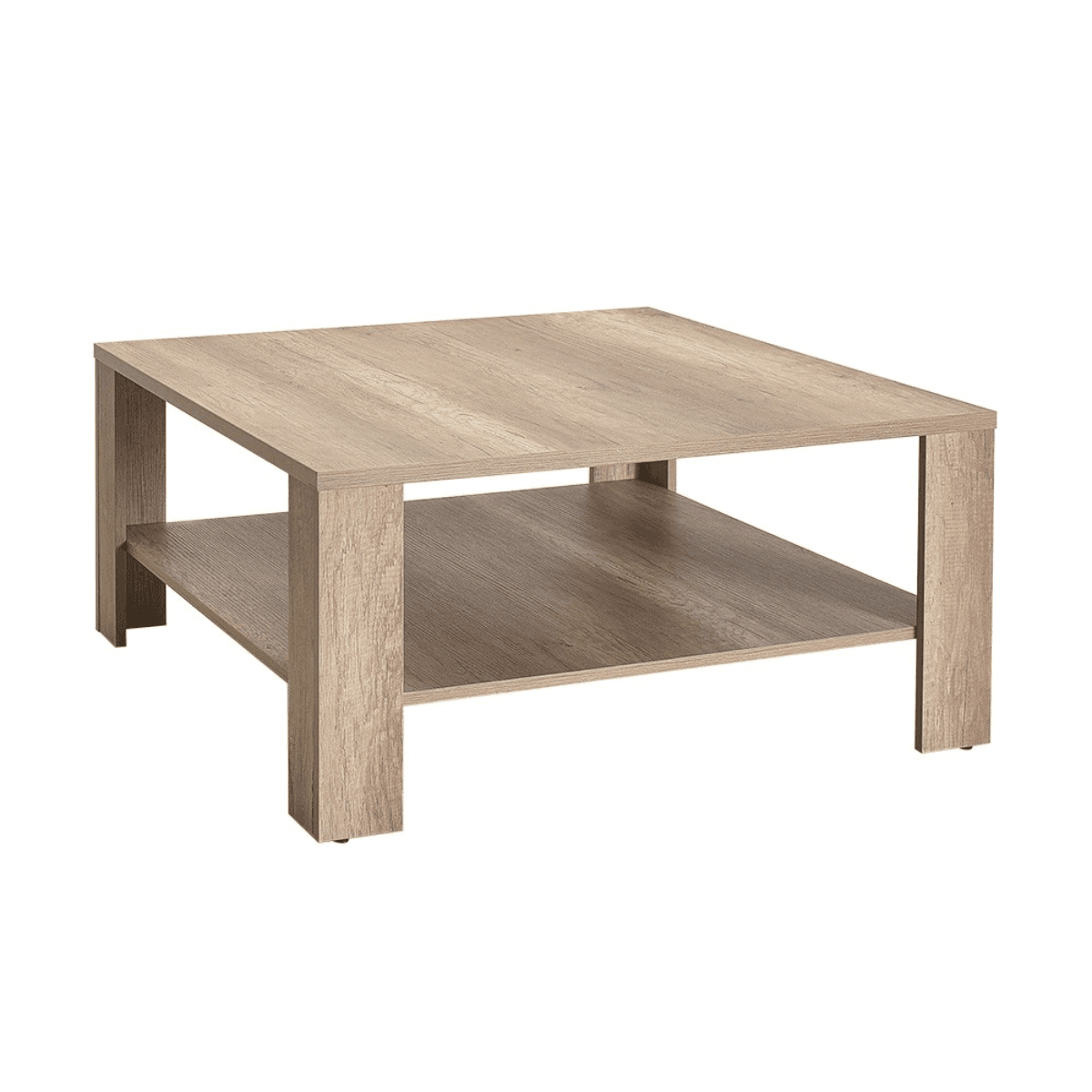Table basse 1 étagère L90 cm - LENA - Couleur : Noyer clair - Panneaux de particules - Calicosy